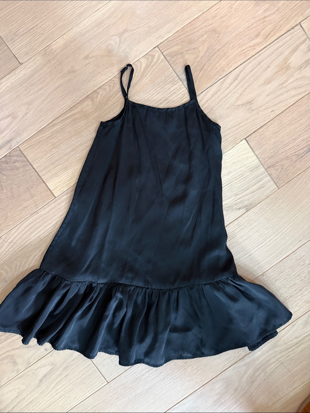Quince Black Ruffle-Hem Slip Dress for Girls - Picture 3 of 6